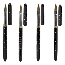 Mc Nails Pack 4 Pinceles Kolinsky Black Rock #4, 6, 8 Y 10, Mc Nails