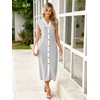Simplee Womens Button Striped Summer Dress Casual Maxi Knit Work