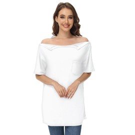 HIBOCT Post Shoulder Surgery Shirts for Men After Rotator Cuff Arm Surgery Shirts Tearaway Side Snap Shirt Hospital Clothes White