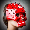 ILOVEMASKS Steampunk Spikes Skull Venetian Masquerade Half Face Mask -