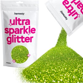 Hemway ULTRA SPARKLE Glitter Lime Green 100g / 0.35oz Multi-Purpose Epoxy Resin Arts & Crafts Cosmetic Safe Body Hair Face Nail Weddings Art Beauty Tumblers Flowers Powder Dust PREMIUM