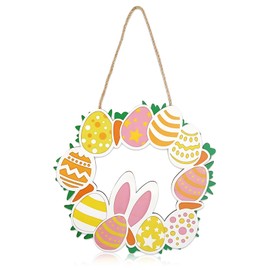 Cute Rabbit Easter Decoration Door Wreath Easter, Easter Egg Wreath Wall Decoration Outdoor Indoor Universal Festival Party Home Decoration Welcoming Spring Warm Atmosphere