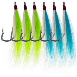 Xubbwov Bucktail Teasers 6/0 Hooks 6 pcs 2 Color (Green Cyan)