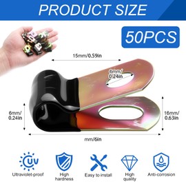 YENOVO 50 Pack Vinyl Coated Cable Clamps, Wire Clamps with Rubber Cushion, Rustproof Waterproof Hose Pipe Clips for Automotive, Marine, Industrial, Household Tube and Wire Management (1/4")