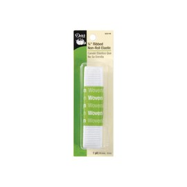 Dritz 9301W Ribbed Non-Roll Woven Elastic, White, 3/4-Inch by 1-Yard