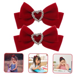 FOMIYES 1 Par Horquilla De Lazo Arcos De Chicas Horquillas De Corazón Con Lazo Pinza Para El Cabello Con Lazo Pasadores De Lazo Para El Cabello Clip De Par Corbata De Moño Rojo Bebé Metal