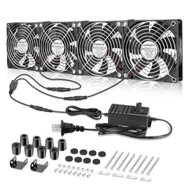 AmRunJe 4X 120mm Server Rack Fan with Speed Controller Big Airflow 110V 120V 220V 240V DIY AC Fans for Mining Rig, Crawlspace, Basement, Refrigerator, Greenhouse Cooling