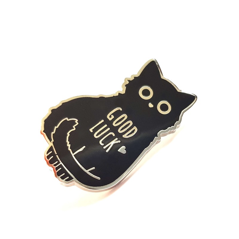 Compoco Good Luck Black Cat Enamel Pin Lucky Charm Lapel