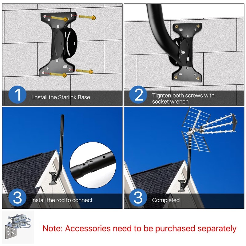 Heavy Duty Antenna Mounting Pole for Ambient Weather Station, Starlink