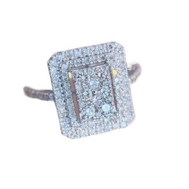 Viyuroyk 925 Sterling Silver Shiny Square full of diamonds Cubic Zirconia Rings Diamond Rings for Women Jewelry Findings Earring Backs Findings (US Code 8)
