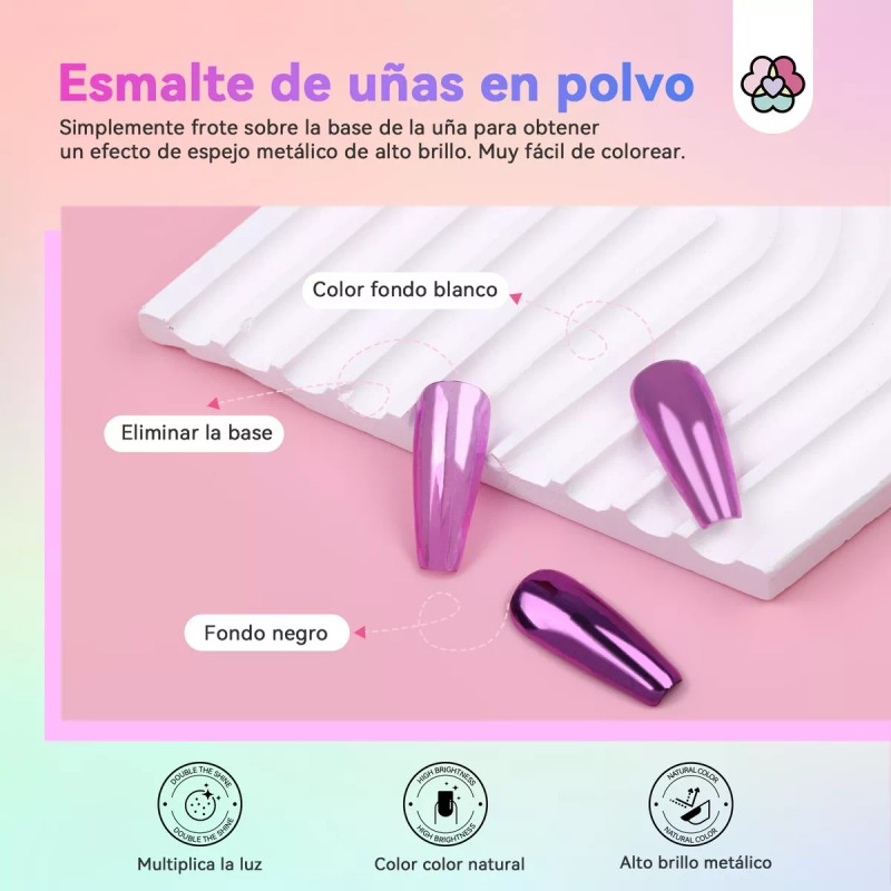 Saviland Polvo De Espejo Mágico Efecto Espejo Metálico 49pcs