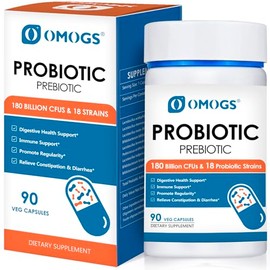 OMOGS Probiotics 180 Billion CFUs 18 Strains, 3 Prebiotics, Helps Digestive, Gut Health, Immune, Supports Occasional Constipation, Diarrhea & Gas - fo