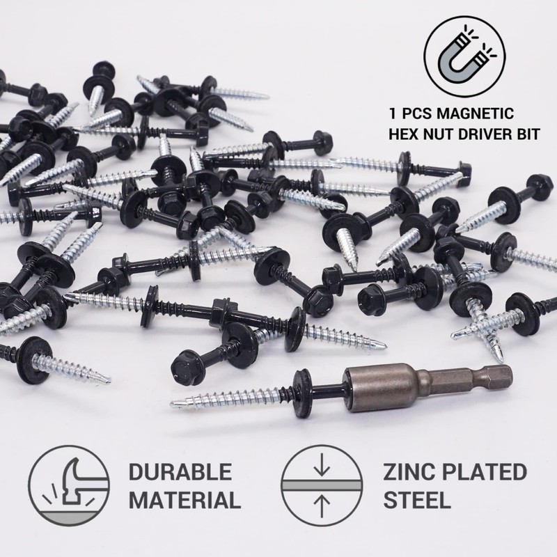 SKIR'CO (Pack of 50) Painted Roofing Screws 4.8 x 50