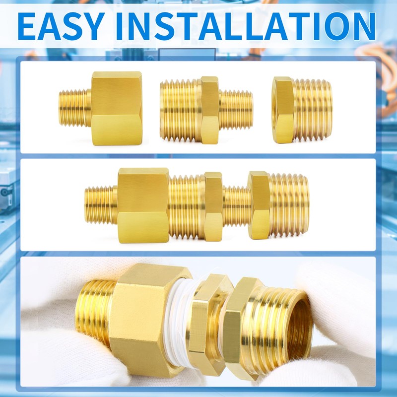 ChillWaves Brass Pipe Fitting, Reducer Hex Bushing 1/2" NPT Male