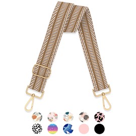 Gukeniu Wide Shoulder Strap Purse Strap Adjustable Replacement Crossbody Handbag Straps Extender Bag Belt (Khaki Stripes)