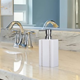 18 OZ Hand Liquid&Lotion Soap Dispenser Ceramic White Lotion Pump Bottle for Kitchen Bathroom Countertop Laundry Room Holds Dish Soap Shampoo Laundry Liquid Shower Gel(Inlaid Rhinestone)