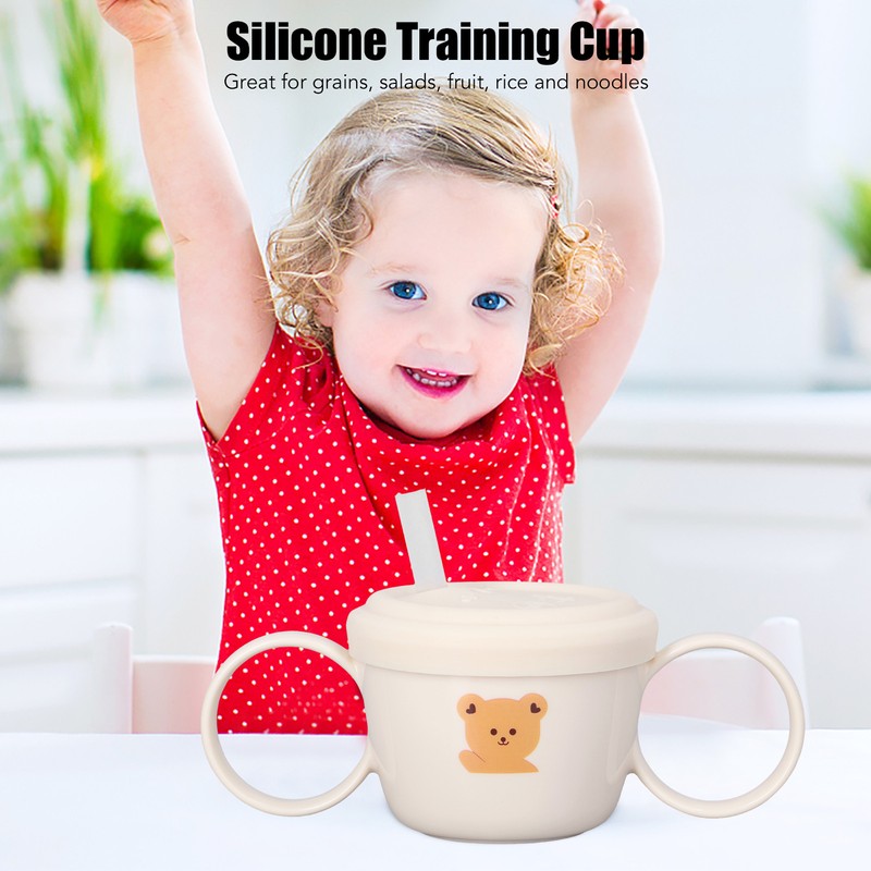 Baby Learning Drinking Cup 200mL Cartoon Animal Print Silicone Training
