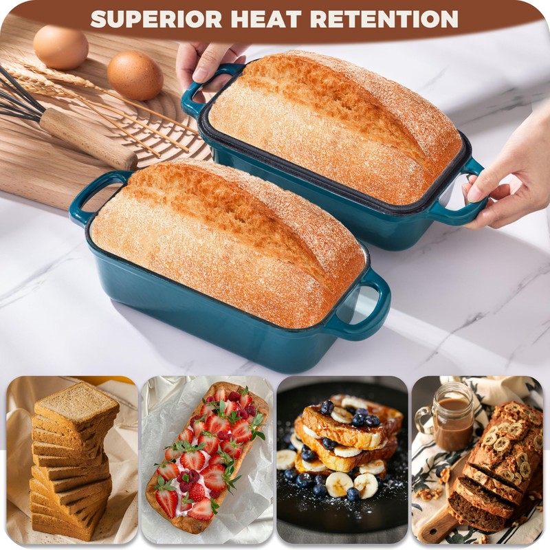 Articasting Cast Iron Loaf Pan With Lid, Enameled Bread Loaf