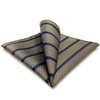 S&W SHLAX&WING Men's Striped Pocket Square, Business Gift, Blue Brown,
