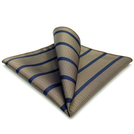 S&W SHLAX&WING Men's Striped Pocket Square, Business Gift, Blue Brown, Braun