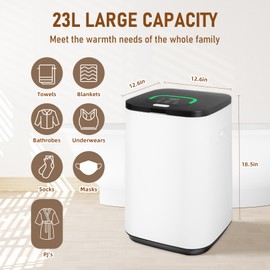 EYDMTE Towel Warmer for Bathroom, 23L Large Towel Warmers, Heated Towel Warmer Bucket with LED Display, 3 Heating Modes, 20/40/60 Min, Auto Shut Off, Child Lock, Hot Towel Warmer for Spa, Black