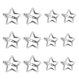 maxtachi Stern Haarspangen,12 Stück Hochwertiges Metall Haarspange Silber,Skelettiertes Pentagramm-Design,Für Geburtstage,Partys,Zeremonien,Bankette-Silber