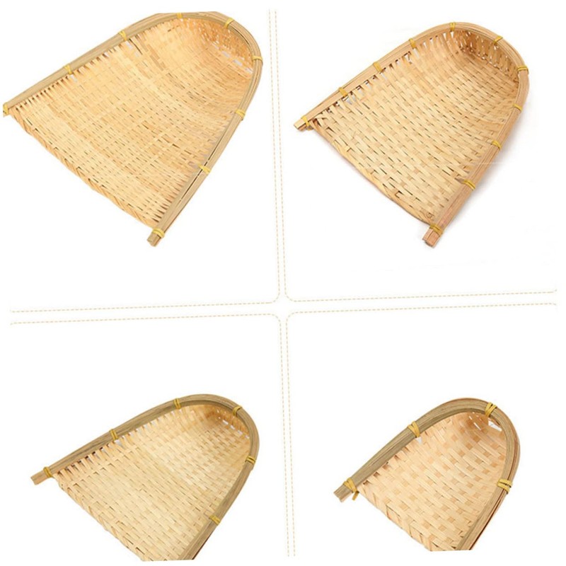 Healeved DIY Rattan Tray Woven Basket Bamboo Weaving Child Wooden