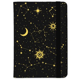 beinkmake Minimalist Zodiac Passport Holder RFID Passport Cover Moon Star Black Travel Wallet Passport Case with Credit Card Slots for Women Men Travelling Essentials for Flying