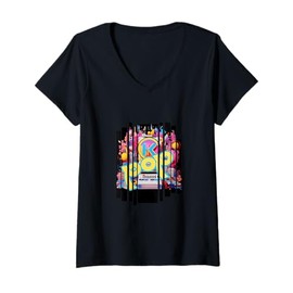 Womens Fandom Art Dreams Bright Colorful Korean K-Pop Fan V-Neck T-Shirt