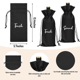 Black 5 Senses Gift Wine Bags for Him Her, Sight Smell Touch Taste Sound Gift Bags for Wedding, Birthday, Christmas, Anniversary, Valentine's Day