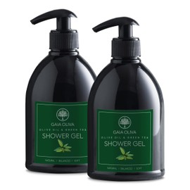 Liquid Shower Gel Olive Oil Moisturizing, Bath Body Wash, Bottle 16.9 FL OZ (16.90 Fl Oz (Pack of 2), Green Tea)