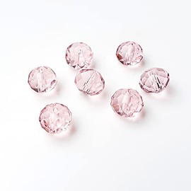 Chengmu 8mm Rondelle Pink Glass Beads for Jewelry Making 300pcs Faceted Briolette Shape Crytal Spacer Beads Assortments Supplies Accessories for Bracelet Necklace for Wholesale