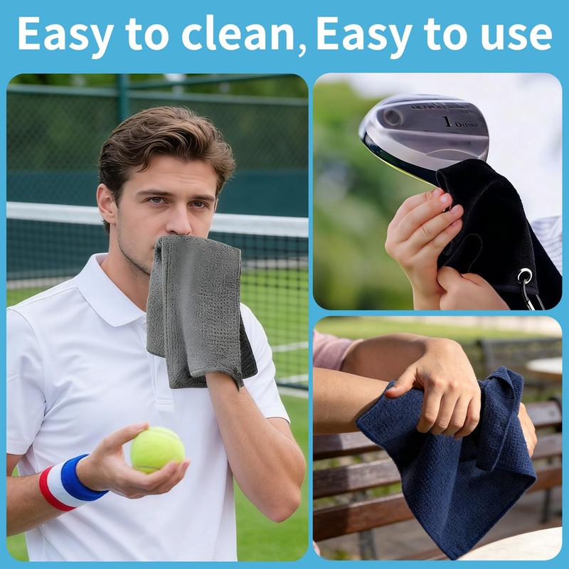 Haluway 4 Pack Golf Towels, 11.8"x11.8" Microfiber Waffle Pattern Towels