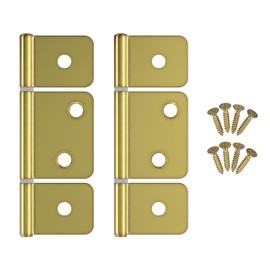 3-1/2" Brass 3-Leaf Flag Hinges - Pack of 2 - Non-Mortise Hinges for Bi-Fold, Shutter and Cabinet Doors in Mobile Homes, Campers, Trailers - Furniture Hardware - NH8-SB