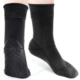 JOYJ 3 mm Neoprene Socks, Men's Women's Sports Diving Socks/Swimming Socks/Thermal Socks, Waterproof and Non-Slip, for Diving, Snorkelling, Swimming, Surfing, Sailing, All Water Sports, black