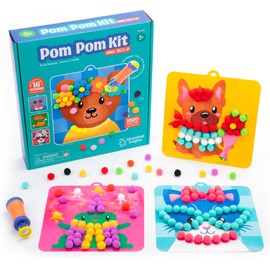 Educational Insights Pom Pom Kit - Arts and Crafts for Kids, Mess Free Crafting Supplies & Projects, Preschool Creativity, DIY Sensory Activity for Toddlers, Fun Gift for Girls and Boys Ages 5+