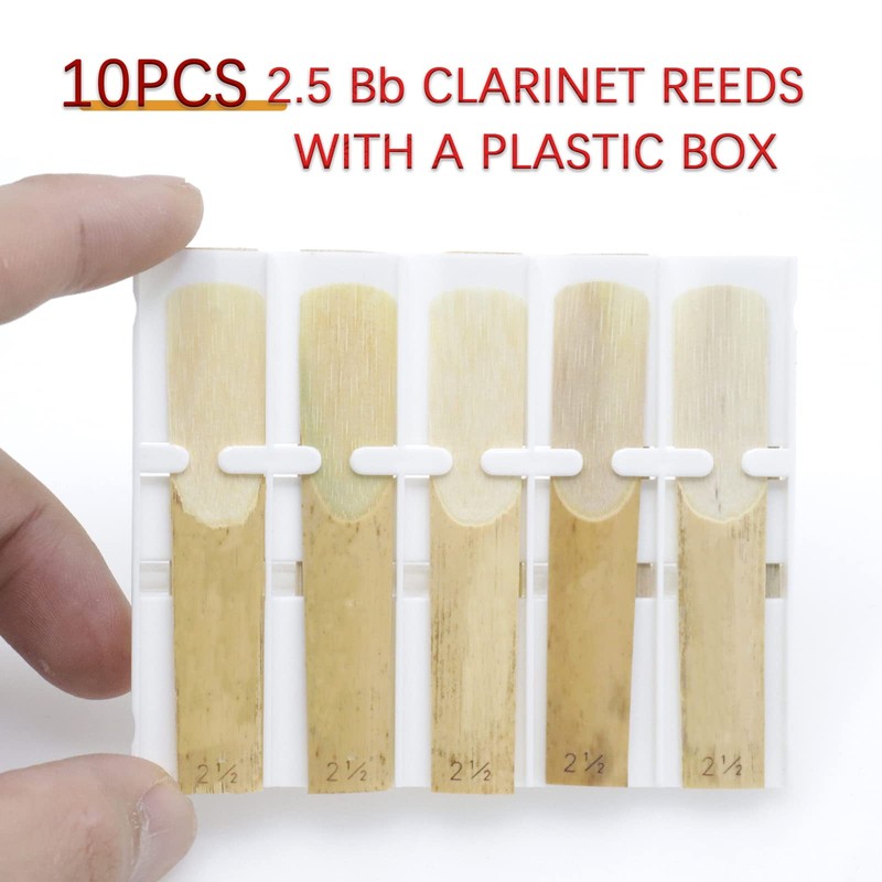 CashBeat Bb Clarinet Reeds, 10-Pack, Strength 2.5, with Protective Plastic