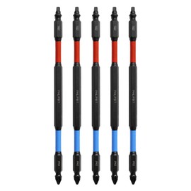 PHLiPBiT ORBiT - SQ2+PH2, Modified Geometry, 6 INCH 5pk. Double End+Double Duty, 1/4" Quick Connect IMPACT BiT, USA-IRPBO6SQPH2-5, (Red/Blue Drives SQ+PH #8/10 Screw) "ULT" MULTi S/Driver Compatible