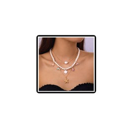 Dishowme Pearl Starfish Shell Pendant Necklace Boho Layered Mermaid Tail Conch Chain Puka Hawaii Jewelry for Women
