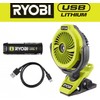 RYOBI USB Lithium Cordless Misting Clamp Fan Kit with USB