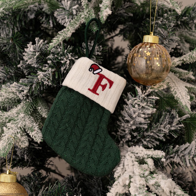 Christmas Stocking – Green A-Z Letter Hanging Christmas Stockings, Christmas