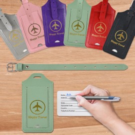 ACdream Luggage Tags 2 Pack, Leather Suitcase Tags Identifiers, Cute Cruise ID Labels with Privacy Cover fits on Backpack, Travel Bag, for Women, Men, Adults, Kids, Agave Green