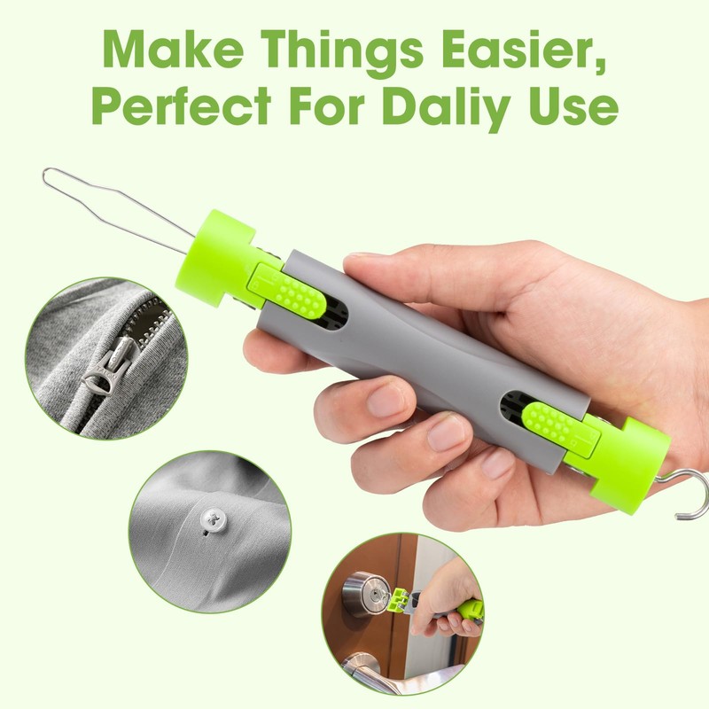 Button Hook with Zipper Pull，One Hand Dressing Aids for Easy