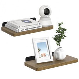 Aiweiwa Wood Floating Shelves for Wall Storage, Length Adjustable Wall Shelves for Bedroom, Living Room, Kitchen, Bathroom Shelves Wall Mounted, Thick Wooden Display Shelves for Wall Decor, Set of 2