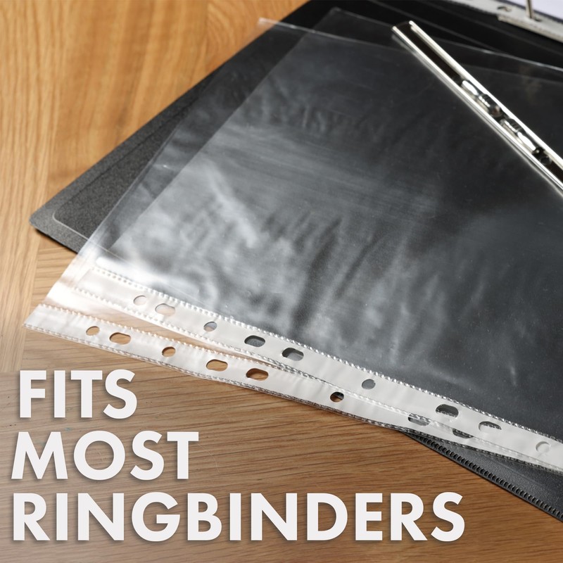 100 A4 Punch Pockets - Clear Plastic Wallets, Polly Pockets,