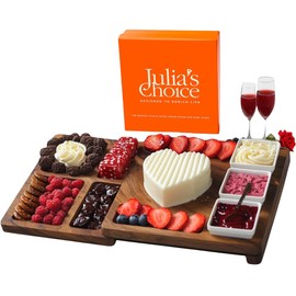Charcuterie Board Gift Set - Cheese Board Set - Made of Acacia Wood - Compact Swivel Set with Knives and Bowls - Valentines Day Gift for Her Mom Women