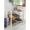 Whitmor 3 Tier Expandable Shoe Rack -Stackable - Natural Wood