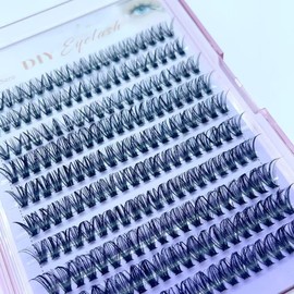 Fluffy Lash Clusters Thick 50D Volume Eyelash Clusters 9-16mm Wispy Individual Lashes D Curly Cluster Eyelash Extensions DIY Lash Extension Faux Mink Protein Fiber for Beginners
