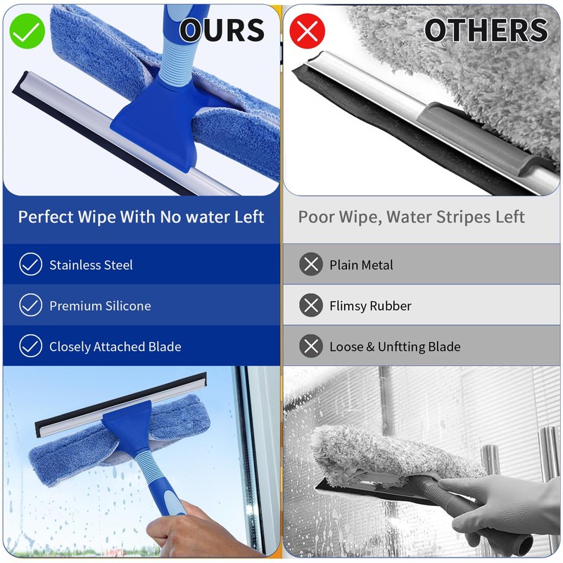 LOMIDA Professional Window Squeegee Kit - 62" Lightweight Aluminum Pole,