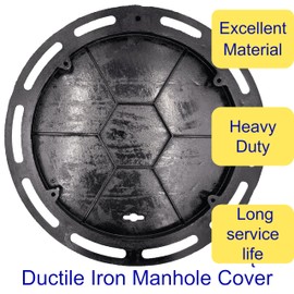 MOSINSBO 20” Cast Iron Manhole Cover and Frame, Black Septic Tank Lid with Base, Round Sewage Basin Cover with Bolted Down Removable Lid, Heavy Duty Flat Cover/Lid for Corrugated Pipe or Riser